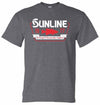 Red fish and white Sunline America logo on gray short sleeve T-Shirt